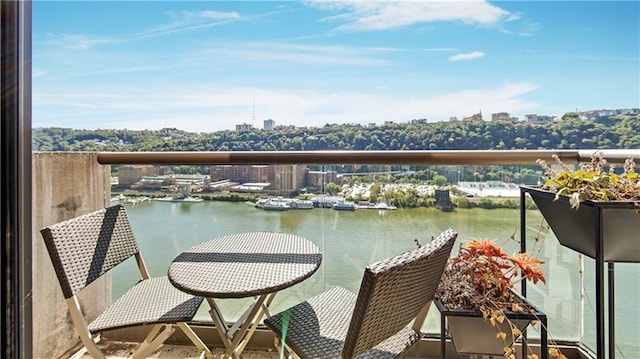 balcony with a water view