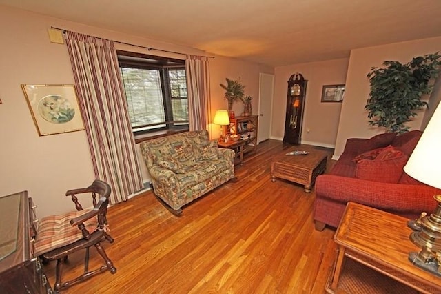 living room with hardwood / wood-style flooring