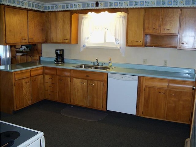 kitchen with white appliances and sink