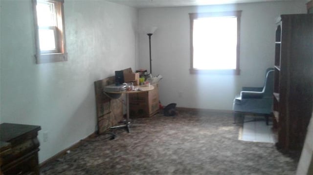 view of carpeted office space