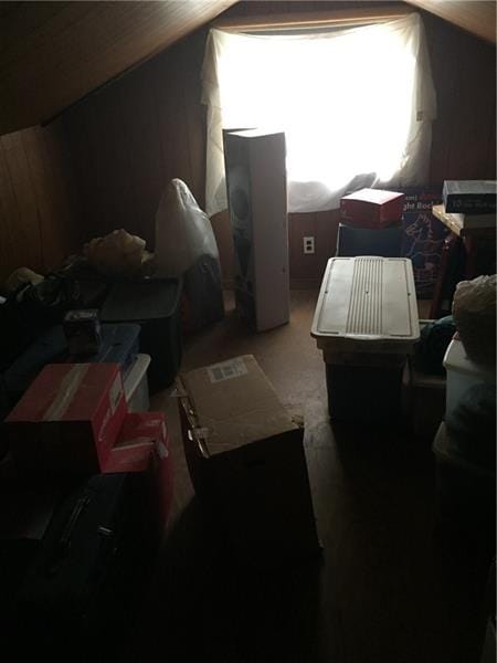 bedroom featuring vaulted ceiling