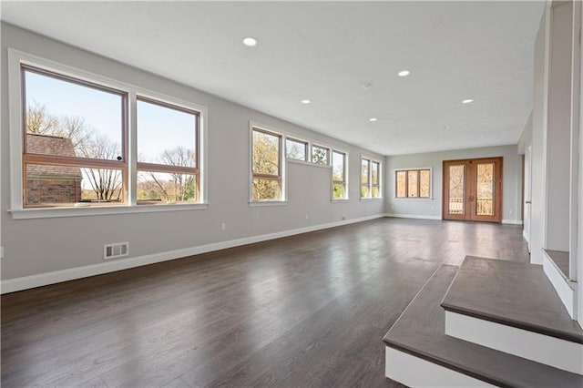 interior space featuring french doors and dark wood-type flooring