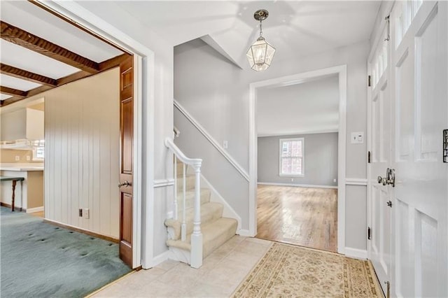 entrance foyer with light hardwood / wood-style floors