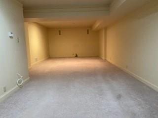 interior space featuring light colored carpet