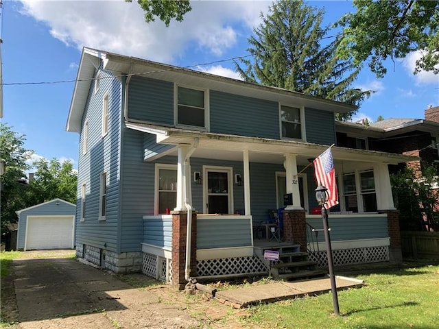 view of front of home featuring a porch and a garage