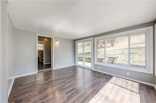 empty room with dark wood-type flooring