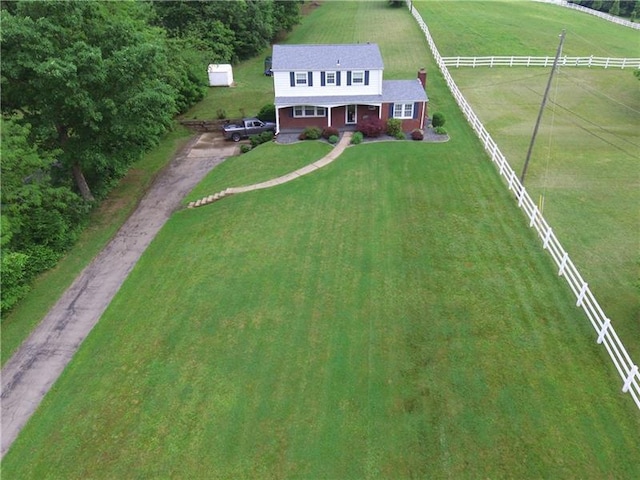 drone / aerial view with a rural view