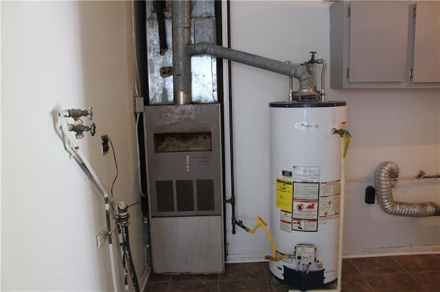 utility room featuring water heater