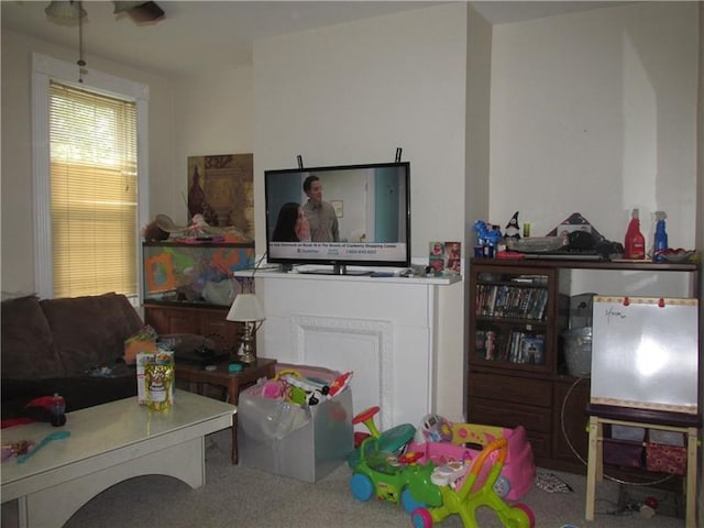 game room featuring carpet flooring