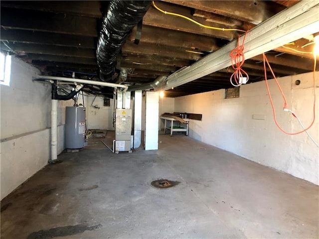 basement with gas water heater