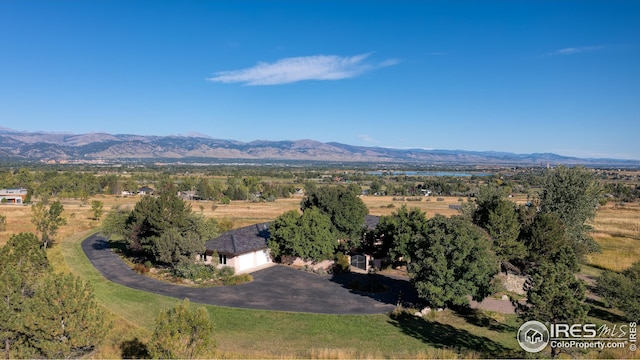 drone / aerial view with a mountain view