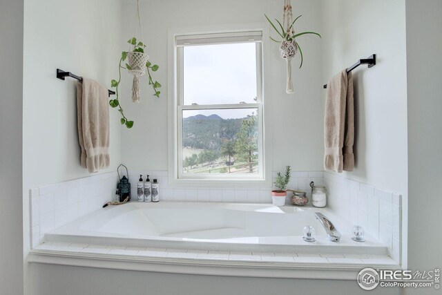 bathroom with a garden tub