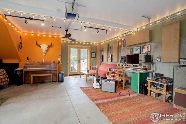 garage with french doors