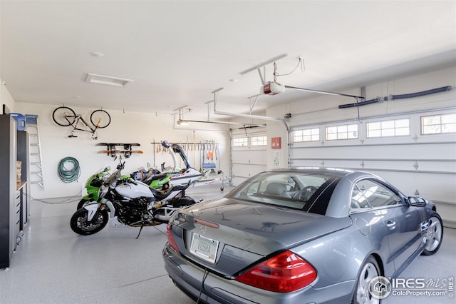 garage with a garage door opener