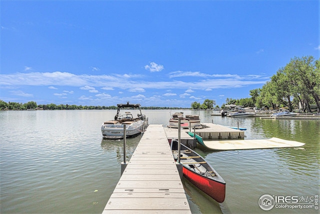 dock area featuring a water view