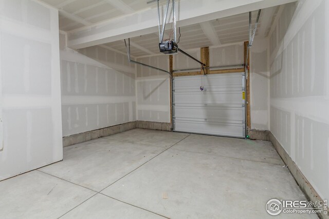 garage with a garage door opener