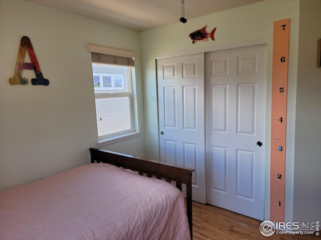 bedroom featuring ceiling fan and light hardwood / wood-style flooring