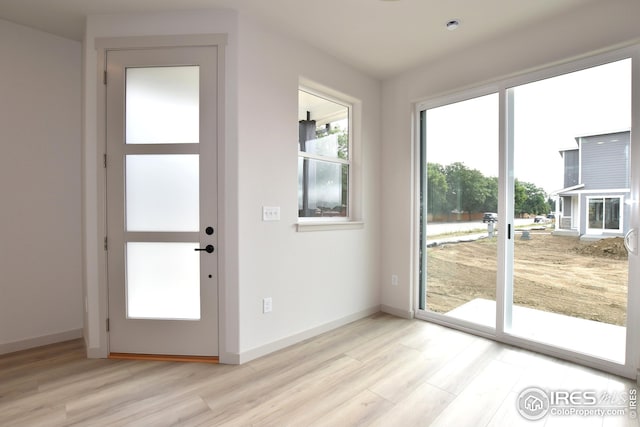 doorway to outside featuring light hardwood / wood-style flooring