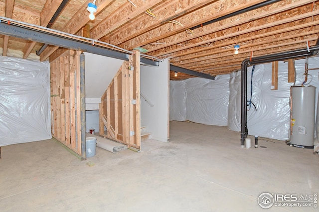 basement with gas water heater