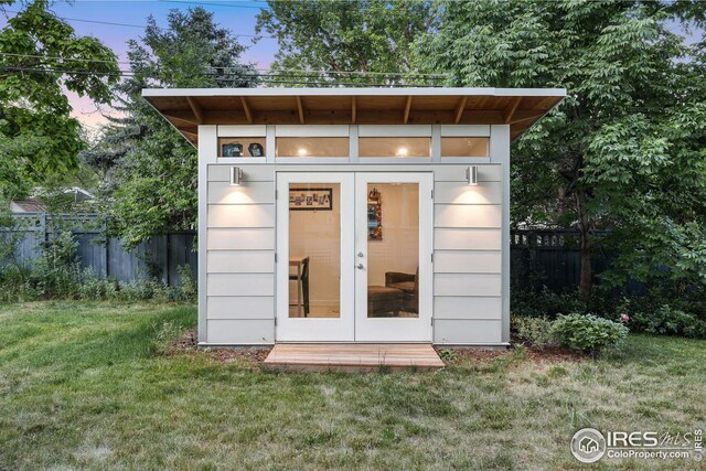 2870 18th St, Boulder, CO 80304 - outdoor structure at dusk featuring a yard