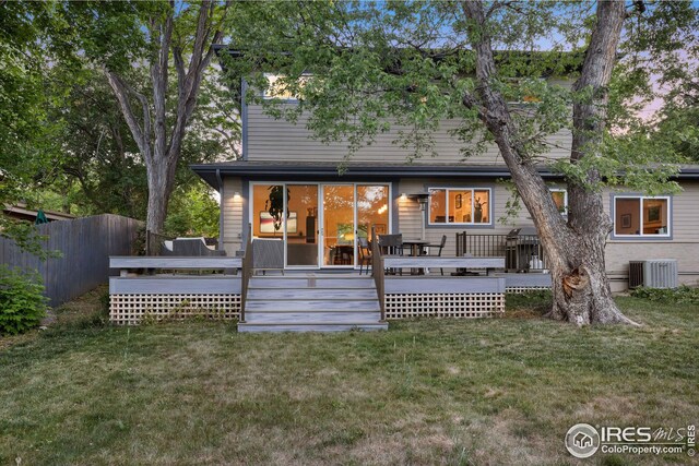 2870 18th St, Boulder, CO 80304 - back of house with a deck, central AC, and a yard