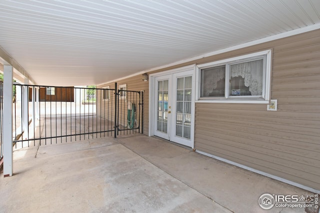 view of patio featuring french doors