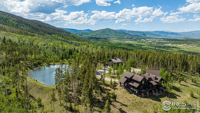 300 Samaia Ct, Tabernash, CO 80478 - aerial view featuring a wooded view and a water and mountain view