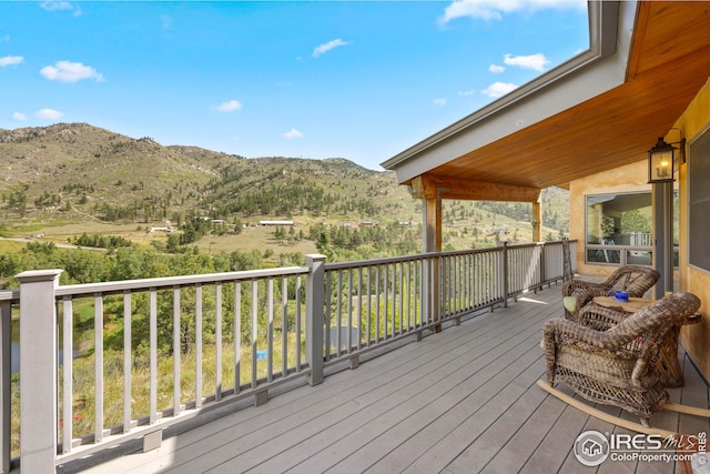 deck with a mountain view