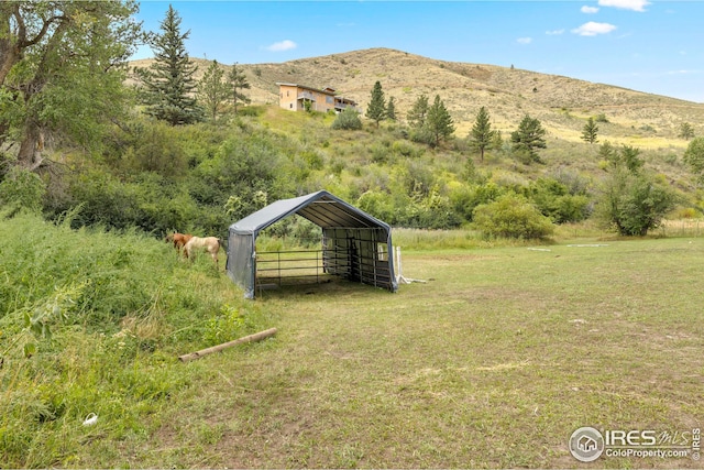 view of mountain feature featuring a rural view