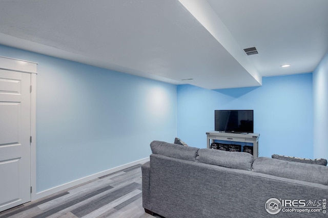 living room featuring light hardwood / wood-style flooring