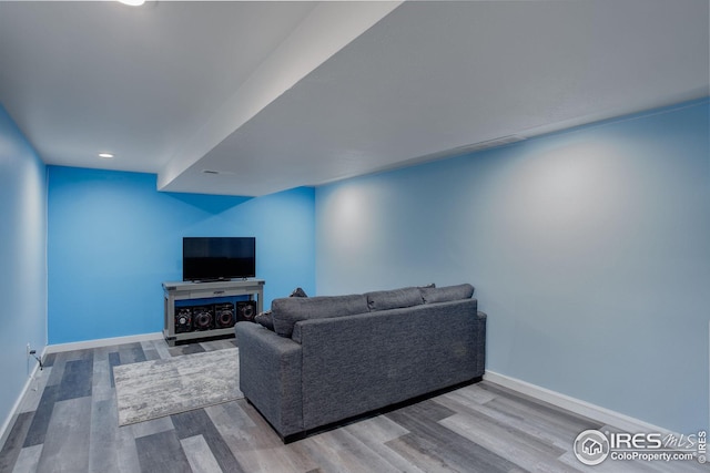 living room with wood-type flooring