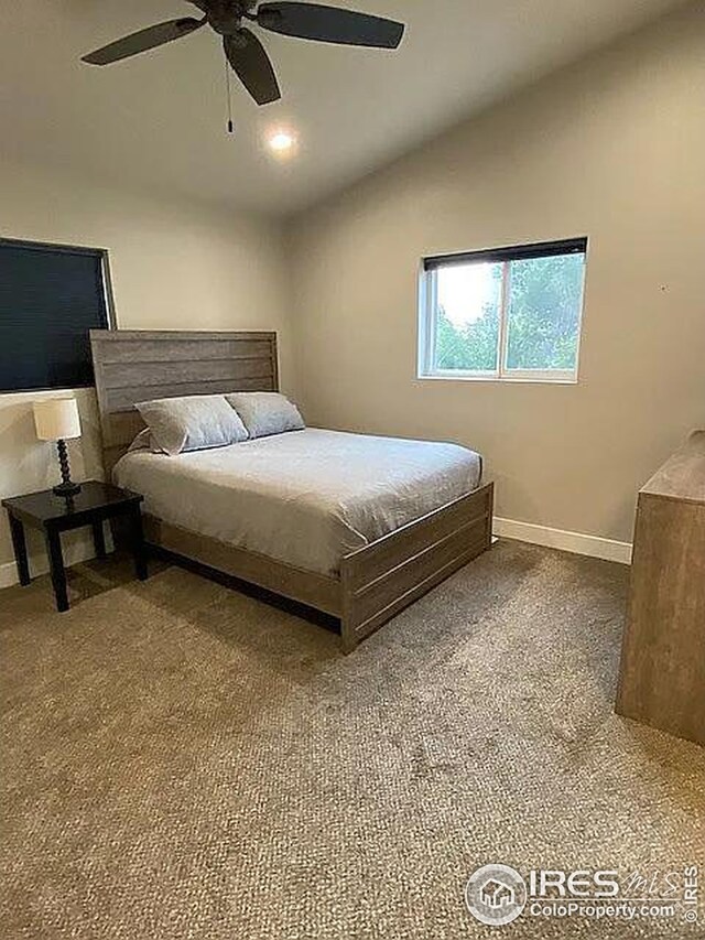 bedroom with carpet flooring and ceiling fan