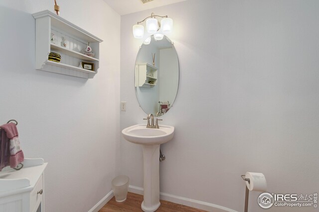 bathroom featuring hardwood / wood-style flooring