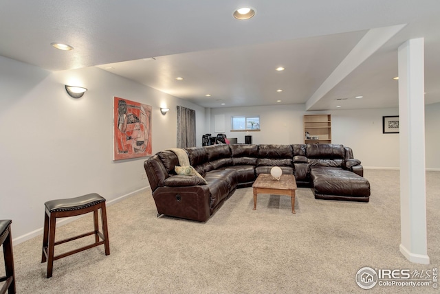 living room with light carpet