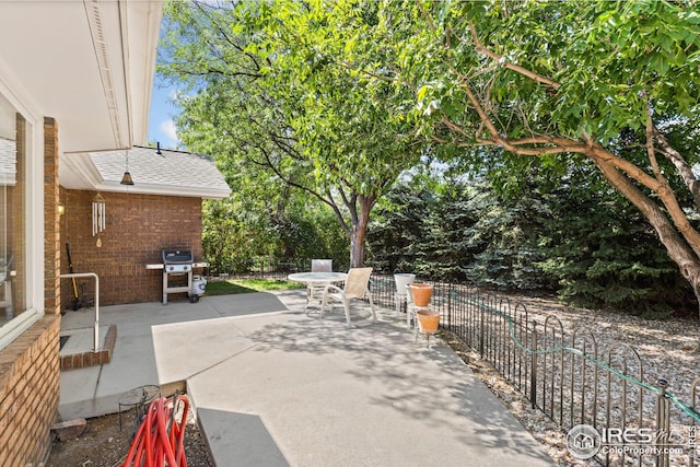 view of patio / terrace featuring a grill