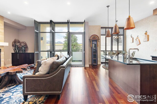 1155 Canyon Blvd Unit 205, Boulder, CO 80302 - living area with recessed lighting and dark wood finished floors