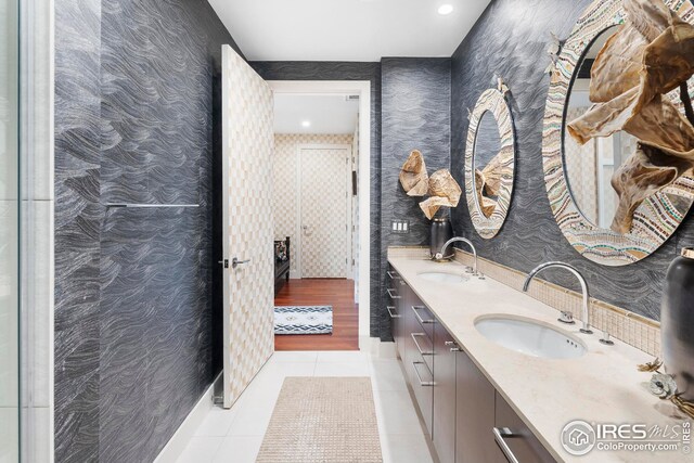 1155 Canyon Blvd Unit 205, Boulder, CO 80302 - full bathroom with tile patterned floors, a sink, and wallpapered walls