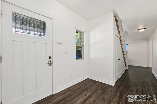 entrance foyer featuring dark hardwood / wood-style floors