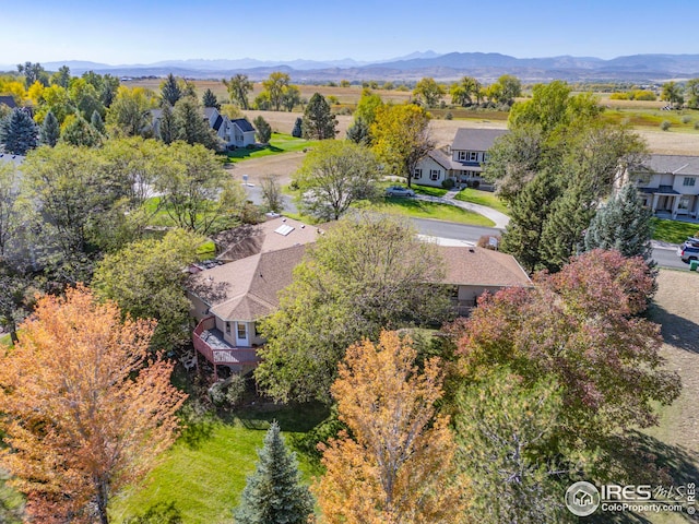 bird's eye view featuring a mountain view