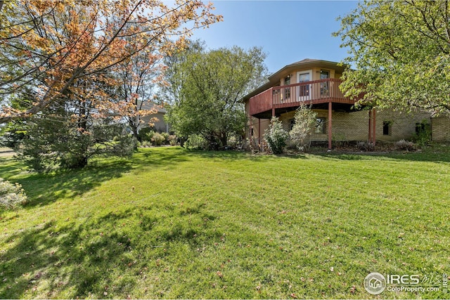 view of yard featuring a deck