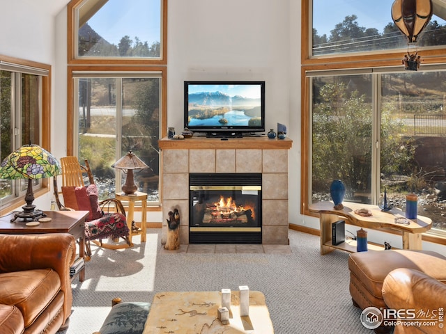 sunroom / solarium featuring plenty of natural light and a fireplace