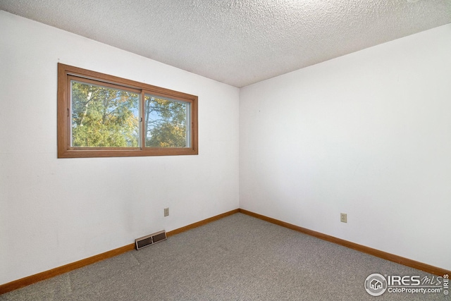 empty room featuring carpet flooring and a textured ceiling