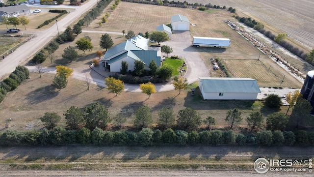 aerial view featuring a rural view