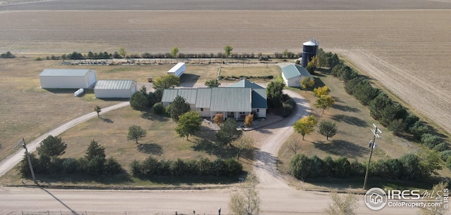 drone / aerial view with a rural view