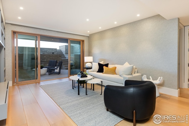 living room featuring light hardwood / wood-style floors