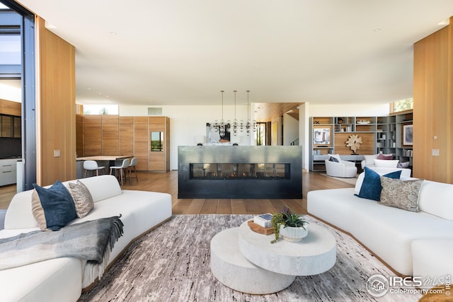 living room with light hardwood / wood-style floors