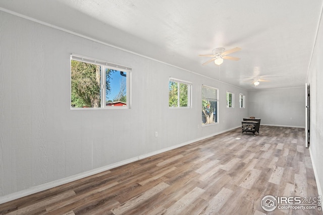 spare room with light hardwood / wood-style flooring and ceiling fan