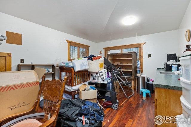 misc room featuring dark wood-type flooring