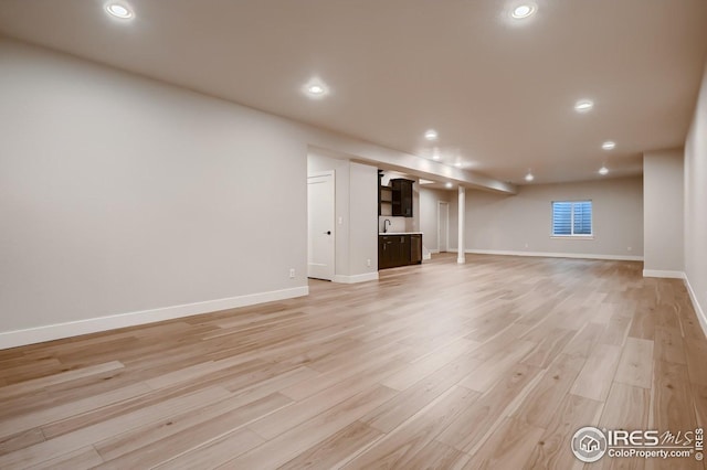 unfurnished living room featuring light hardwood / wood-style flooring