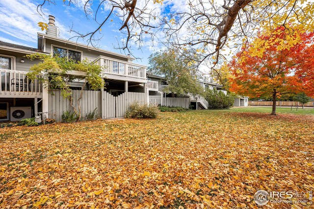 view of yard with a deck